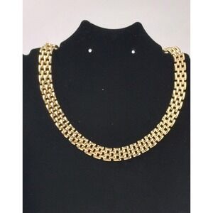 Gold Tone Choker Necklace Collar‎ Vtg Weave 20" Substantial Not Marked Jewelry